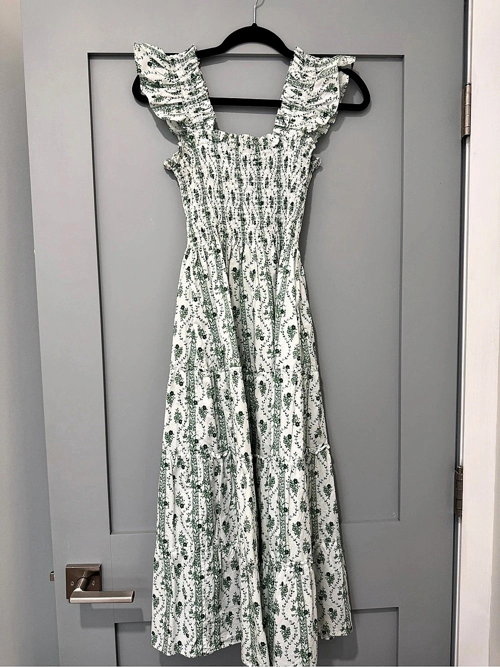 Hill House Home The Ellie Nap Dress Floral White & Green XXS